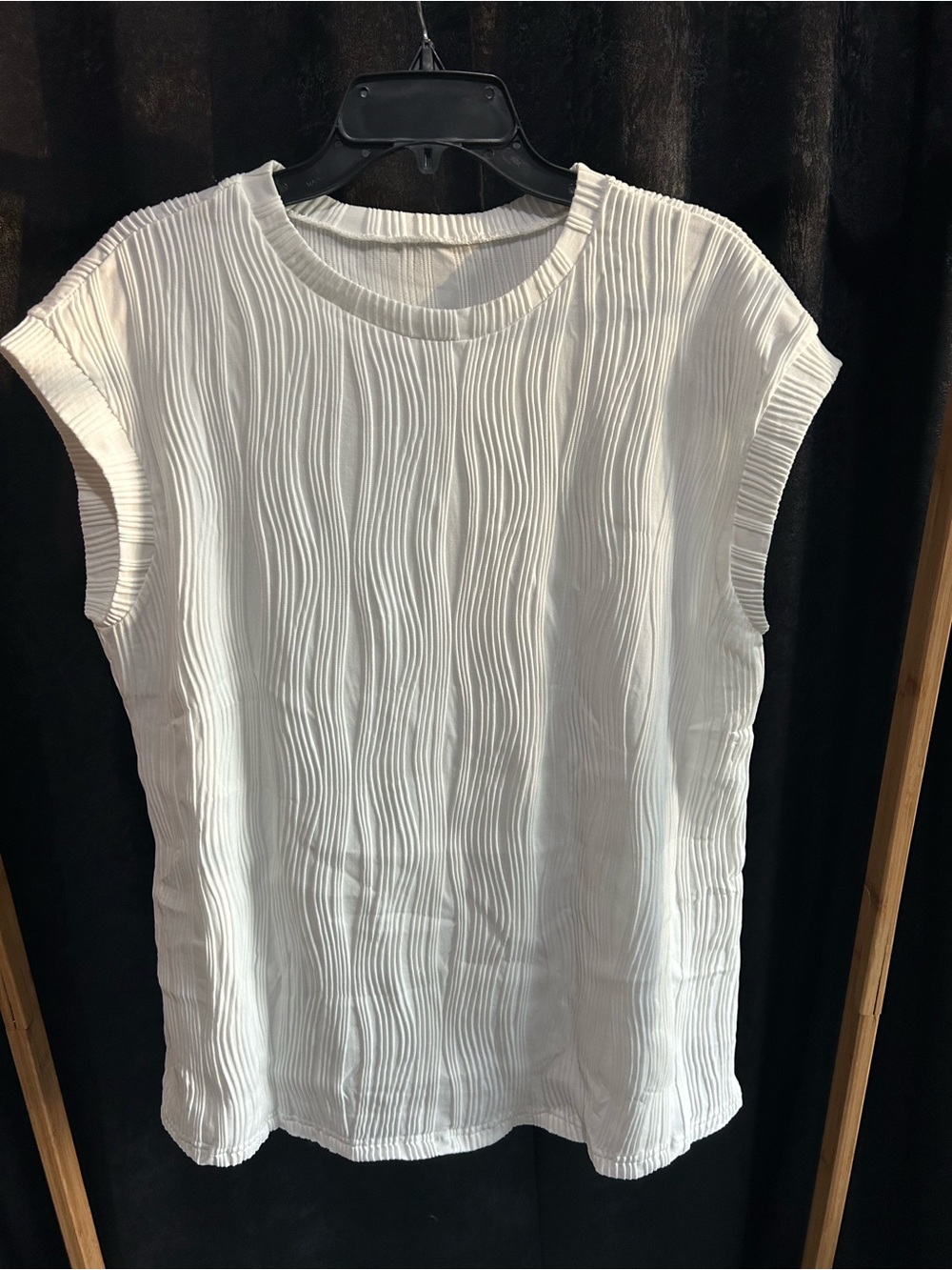 White Textured Cap-Sleeve Women’s Top